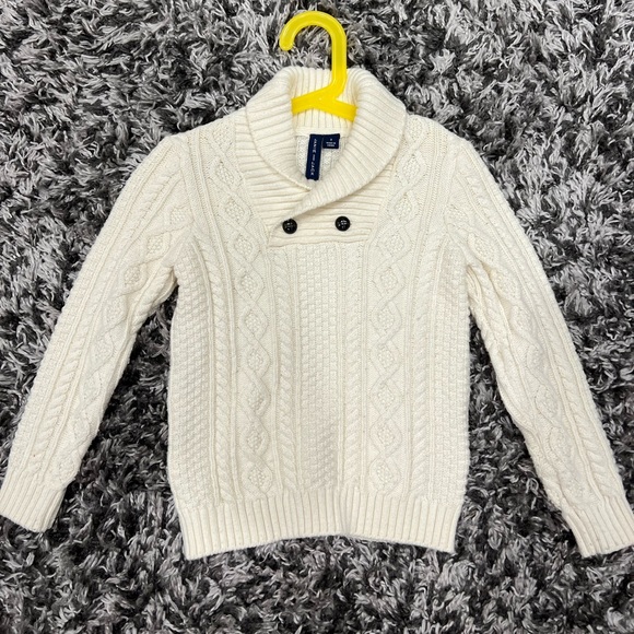 Janie and Jack Cable Knit Fisherman Sweater 3Tboys Toddler Cream Knit Button - Picture 4 of 11